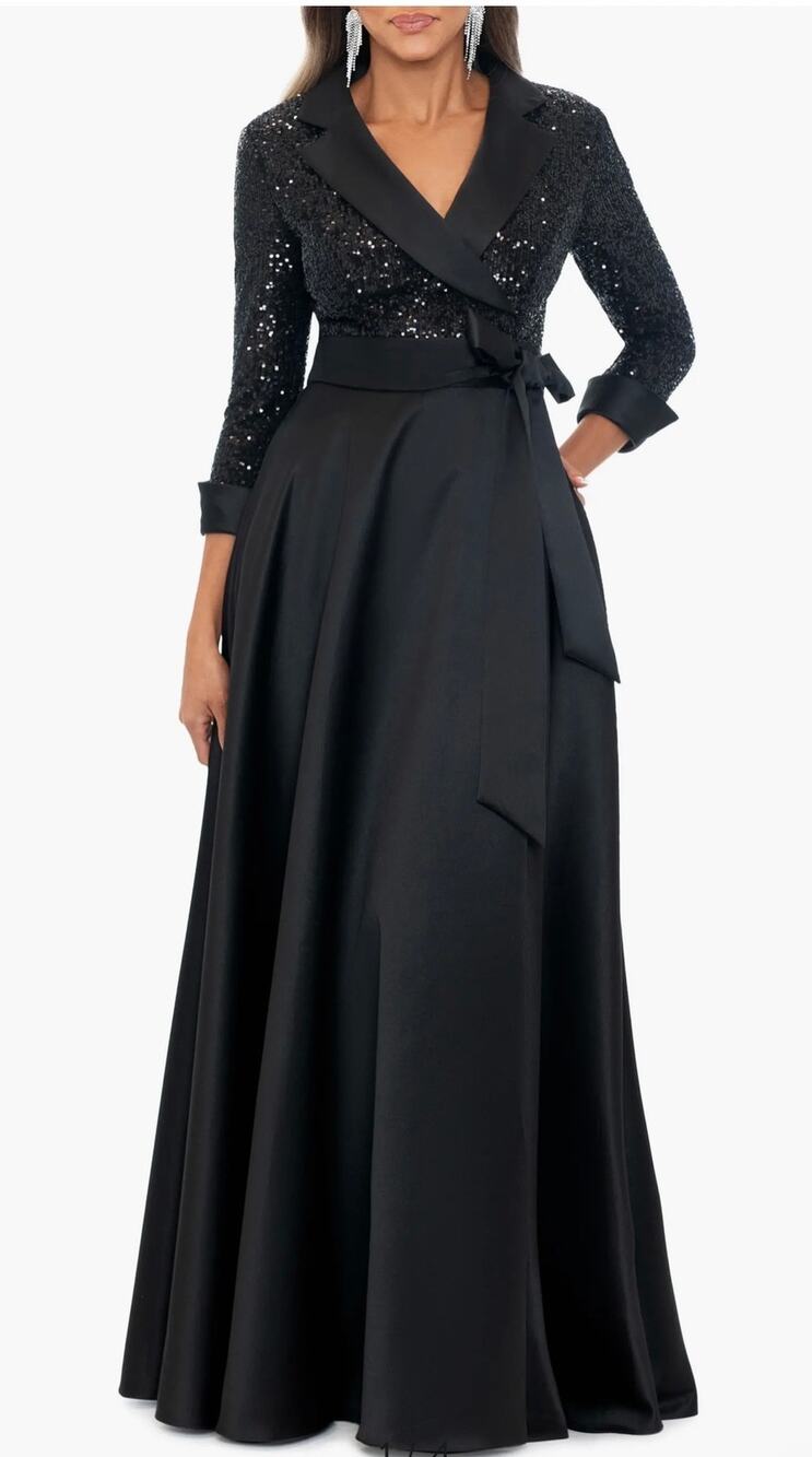 Xscape Evenings Sequin Long Sleeve Tux Ballgown (new) Sz 10 $298.00 retail